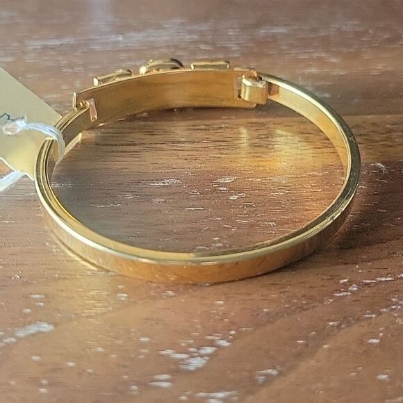 NWT Janna Conner Pink Agate Ruby 18kt Gold Bracelet Good Luck Cuff Bangle Dainty - Picture 6 of 12